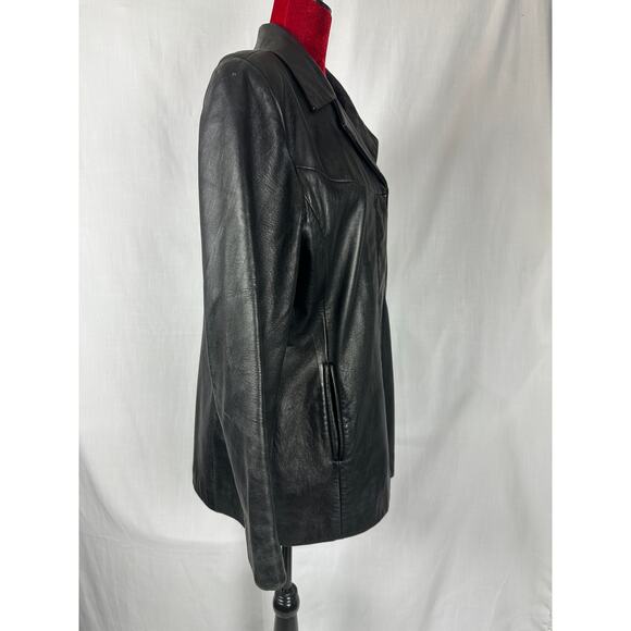 Nine West Womens Leather Jacket Size Large supple exquisite Y2K style car coat - Picture 13 of 16